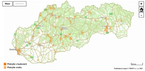 Mapa oblasti pokrytia donáškovou službou kvetinárstva