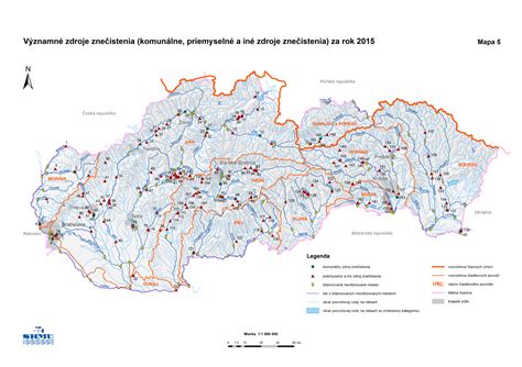 Mapa znázorňujúca zdroje znečistenia vody