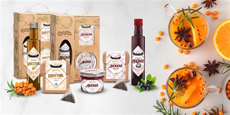 Rôzne produkty z rakytníka: šťava, džem, čaj