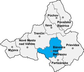 Mapa okresu Bánovce nad Bebravou s vyznačením kvetinárstva