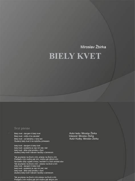 Pôvodný text piesne Biely kvet