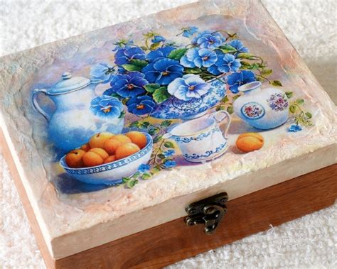 Decoupage technika na drevených krabičkách