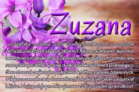 Charakteristika mena Zuzana a symbolické kvety