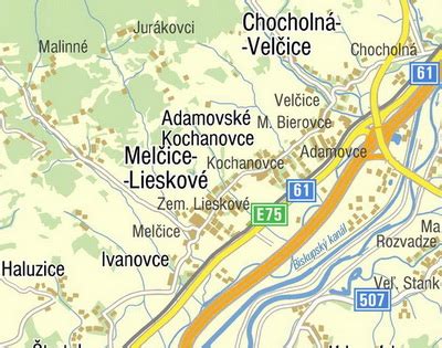 Mapa obce Melčice-Lieskové s vyznačenou polohou kvetinárstva