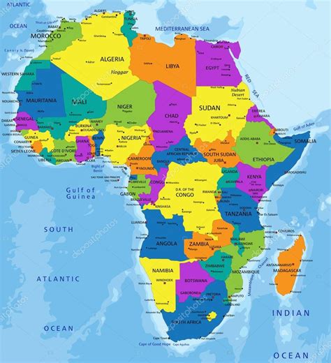Mapa Afriky s vyznačenými hlavnými ropnými oblasťami