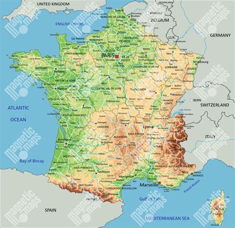 Mapa Francúzska s vyznačenými oblasťami Guérande a Camargue