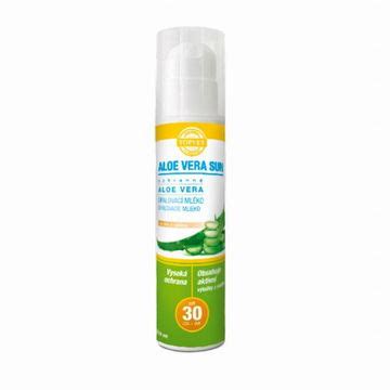 fľaša spreja na opaľovanie s aloe vera