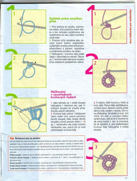 Schéma háčkovania kvietku so špičatými lístkami