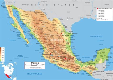 Mapa Mexika s vyznačenou oblasťou Taxco