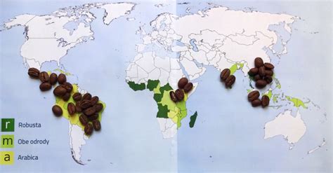 Mapa produkcie kávy v Latinskej Amerike