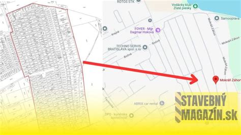 Mapa záhradkárskej osady Mokráň Záhon v Bratislave