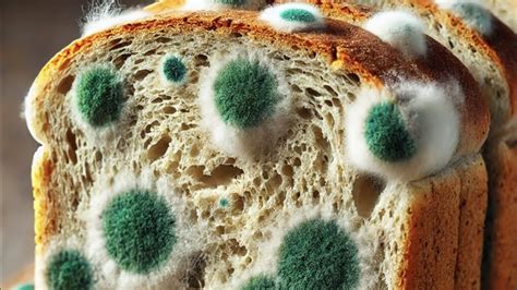 Zblízka pleseň hlavičkatá (Mucor mucedo) na chlebe