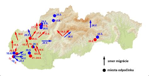 Mapa migrácie lastovičiek