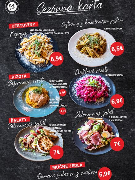 Ukážka jedál z ponuky reštaurácie Muškát