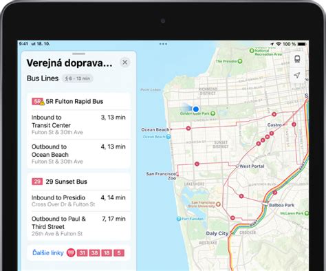 Mapa zastávok verejnej dopravy v okolí Dlhých dielov