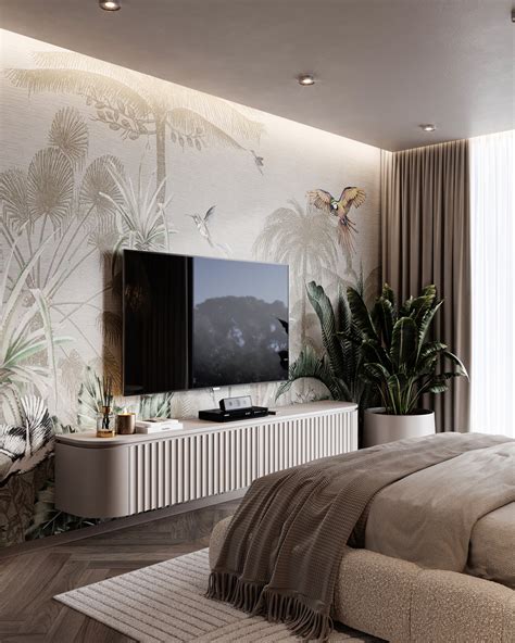 interiér spálne s rastlinami