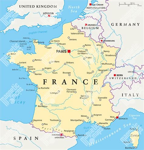 Mapa Francúzska s vyznačeným Parížom