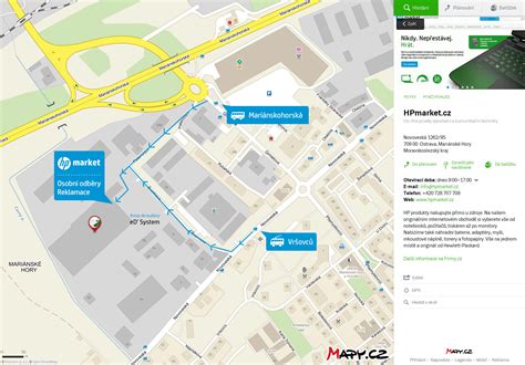Mapa Hodžovho námestia s vyznačenými zastávkami MHD