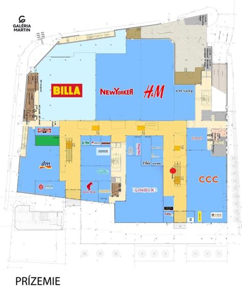 Mapa okolia OC Galéria Martin s vyznačenými prevádzkami