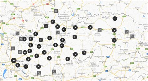 Mapa záhradných centier predávajúcich bambus na Slovensku