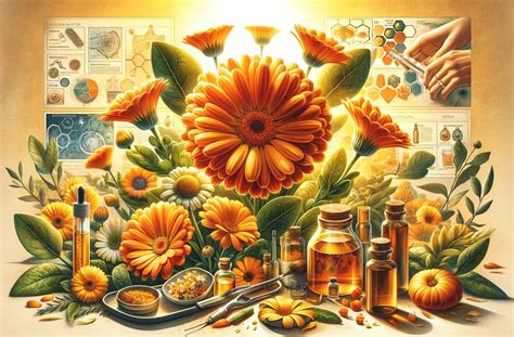 Ilustrácia botanických detailov nechtíka lekárskeho