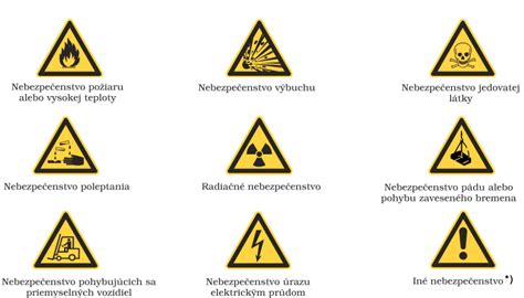 Bezpečnostné piktogramy pre prácu s lastovičníkom
