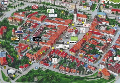 Mapa Banskej Bystrice s vyznačenými kvetinárstvami