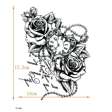 Tetovanie ruže s hodinami