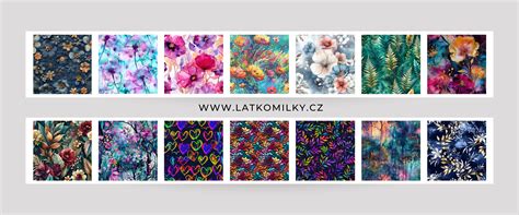 Vzor látky s čierno-šedou kockou a čiernymi kvetmi