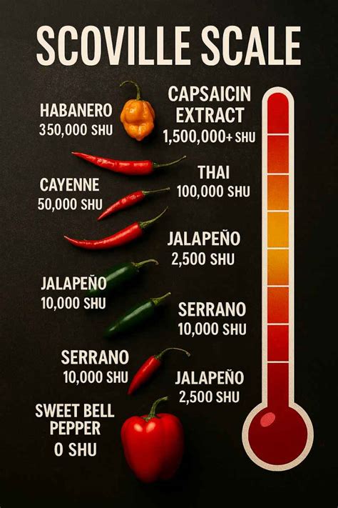 Grafické znázornenie Scovilleho stupnice s príkladmi papričiek