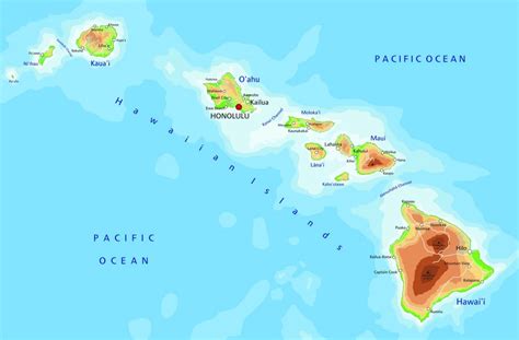 Mapa Havajských ostrovov