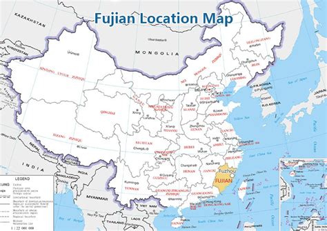 Mapa provincie Fujian v Číne