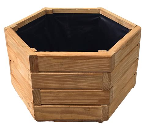 Šesťuholníkový drevený kvetináč