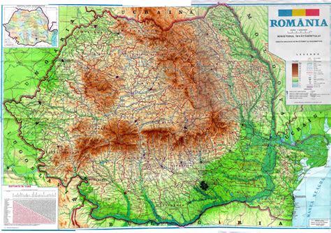 Mapa Rumunska s vyznačenými geografickými oblasťami