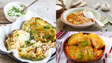 Rôzne jedlá pripravené z pekingskej kapusty