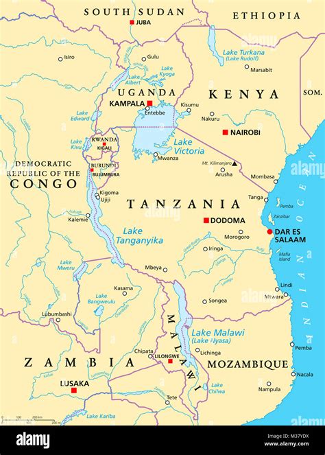 Mapa jazier Malawi a Tanganika
