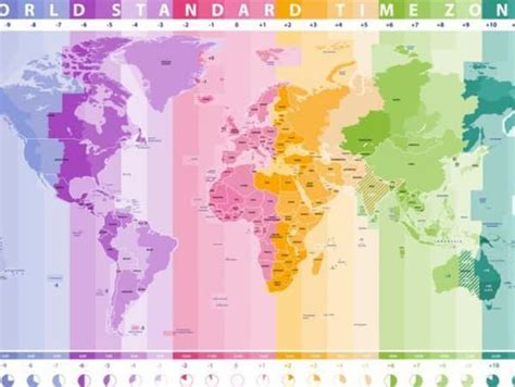 ilustrácia rôznych časových pásiem na mape sveta