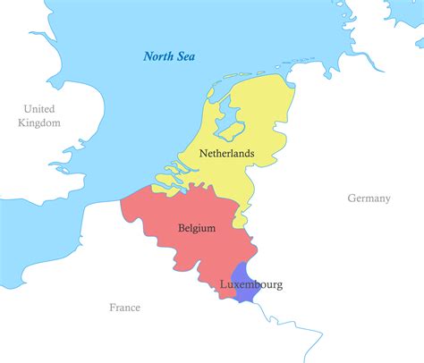 Mapa krajín Beneluxu