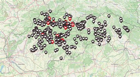 Mapa rozšírenia jedľovca kanadského