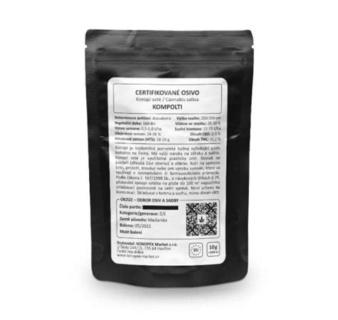 Certifikované osivo konope s označením