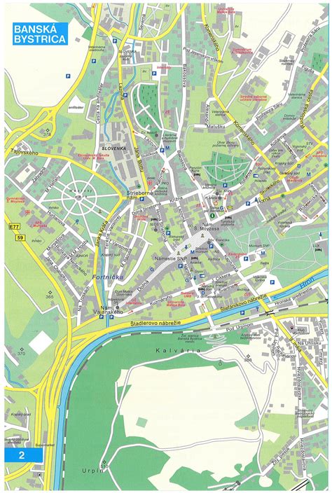 Mapa Banskej Bystrice s vyznačenými kvetinárstvami