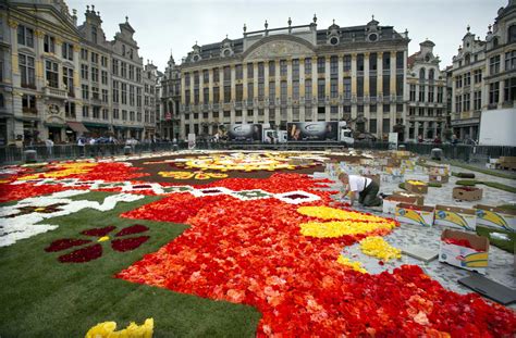 Kvetinový koberec na námestí Grand-Place v Bruseli