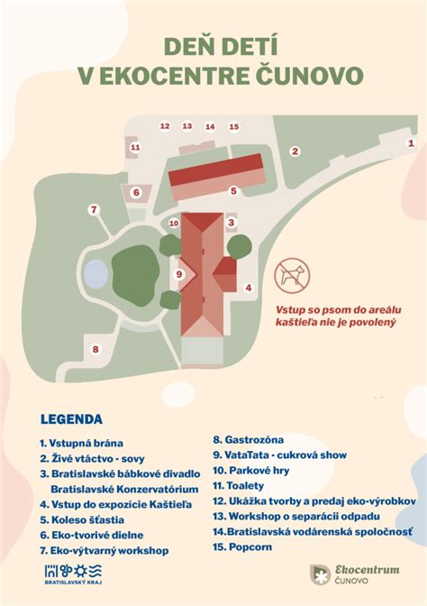 Mapa Ekocentra Čunovo s vyznačenými stanovišťami aktivít