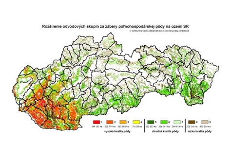 Mapa distribúcie poľnohospodárskej pôdy v Bratislave