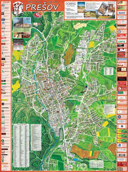 Mapa Prešova s vyznačenými kvetinárstvami