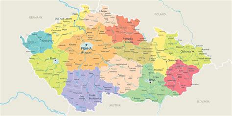 Zemepisná mapa Českej a Slovenskej republiky