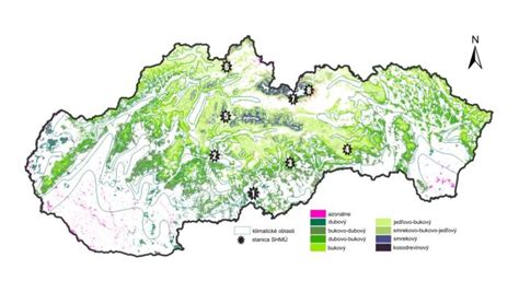 mapa lesných vegetačných stupňov Slovenska