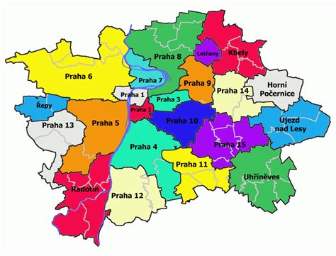 Mapa Prahy s vyznačenou lokalitou Háje