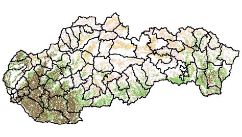 Mapa hlavných oblastí pestovania cukrovej repy na Slovensku