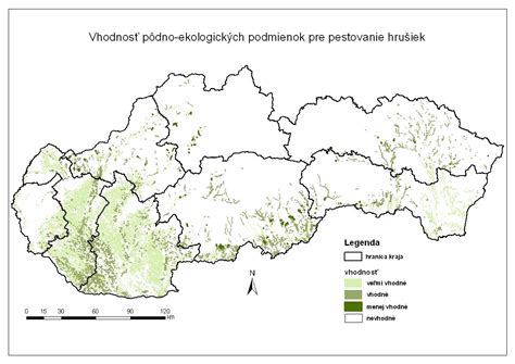 Mapa vhodných oblastí pre pestovanie jabloní